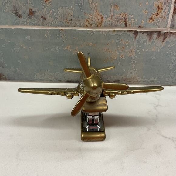 Vtg P-51D Mustang WW2 Fighter Airplane Desk Novelty Brass Stapler Paperweight - Picture 2 of 12